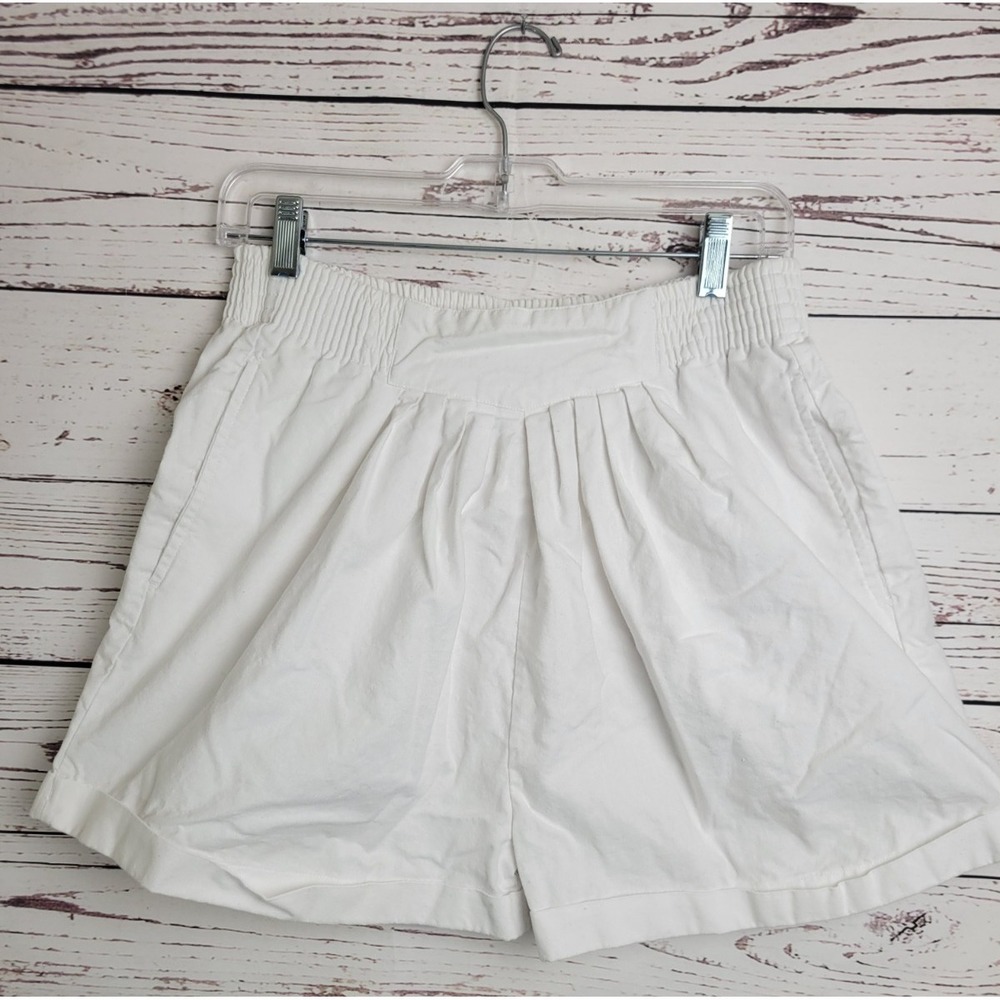 Palmetto's 80's White Cotton Mom Shorts Retro Elastic High Waist Summer Sz Large